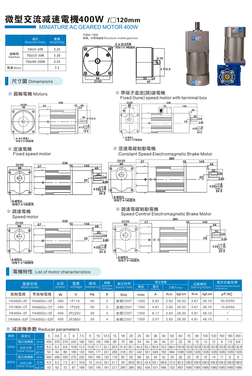 400W參數(shù)